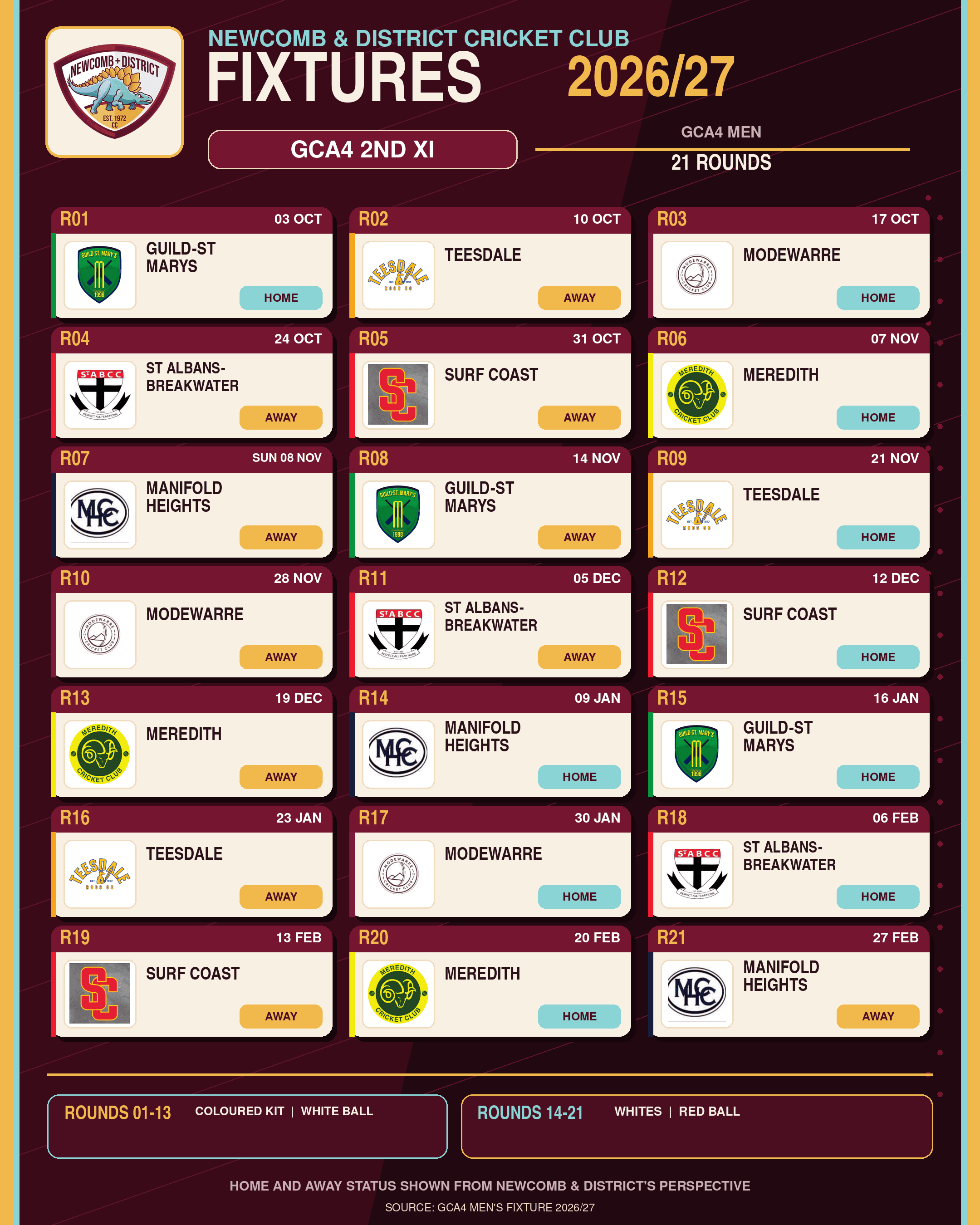 2026/27 Fixtures Released for the Second XI