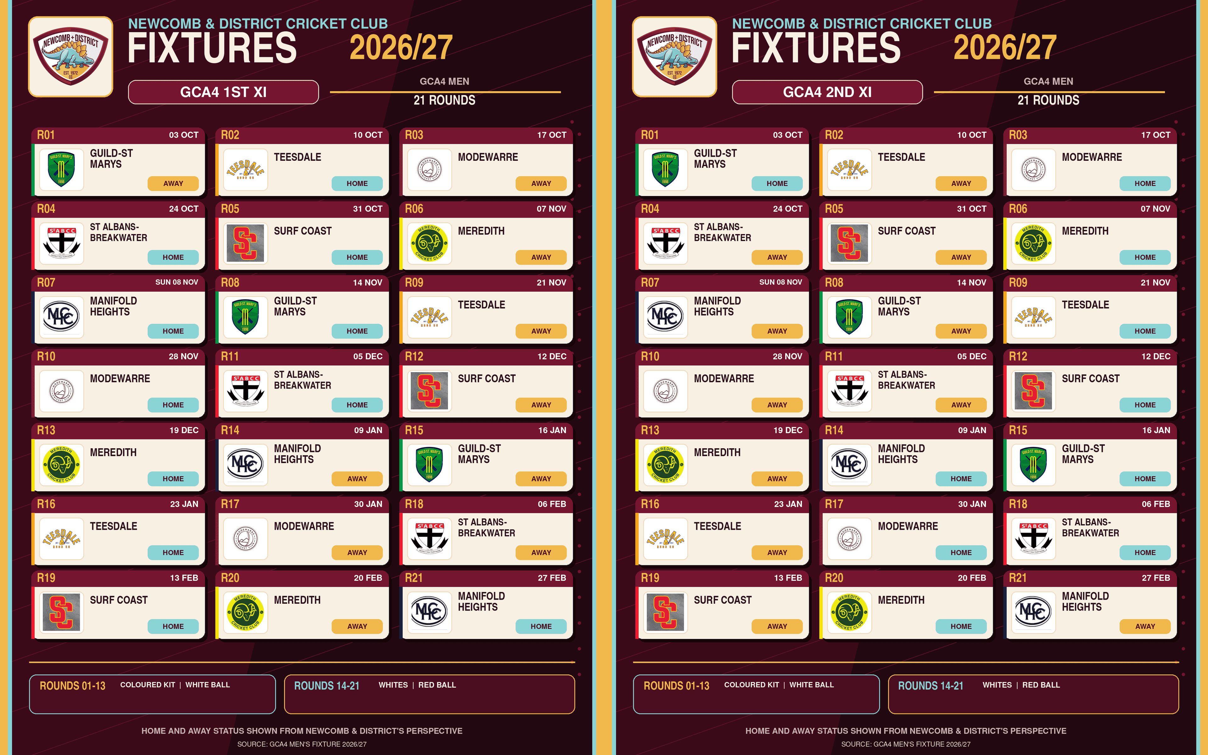 2026/27 GCA4 Fixture Released