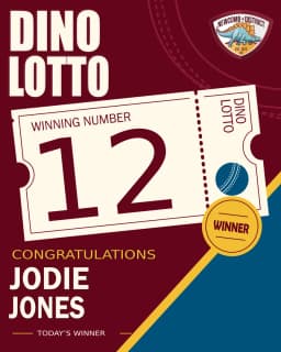 Dino Lotto winner poster: Jodie J., winning number 12, 25 September 2026