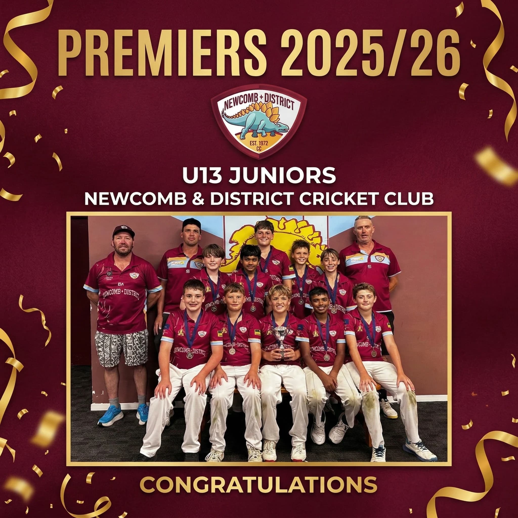 Under 13 Juniors premiers celebration image