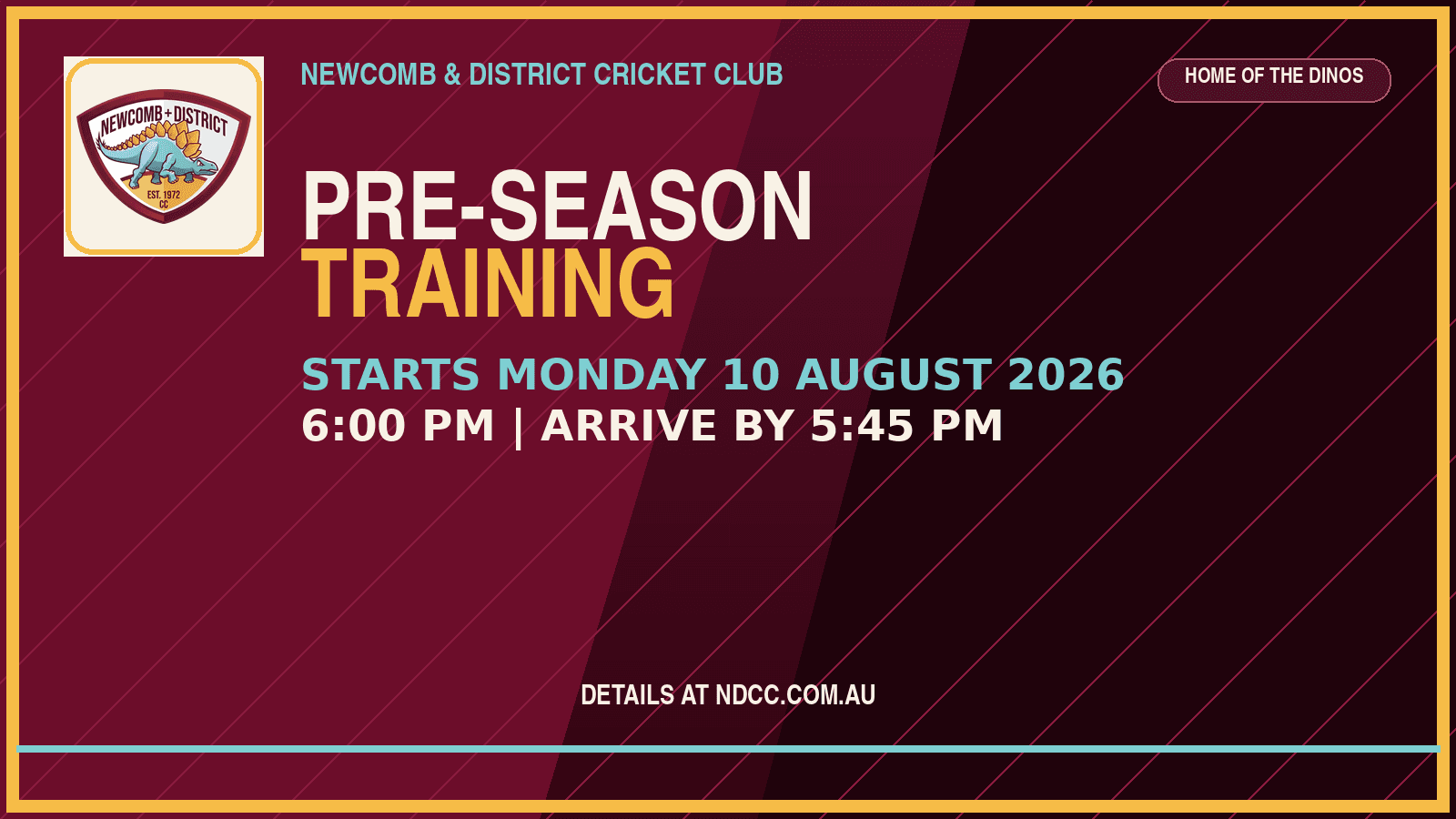 2026/27 Pre-Season Training Starts 10 August