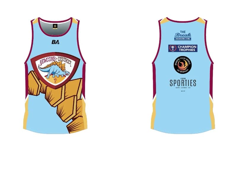 Front and back views of the NDCC maroon training singlet, including the women's razor back fit.
