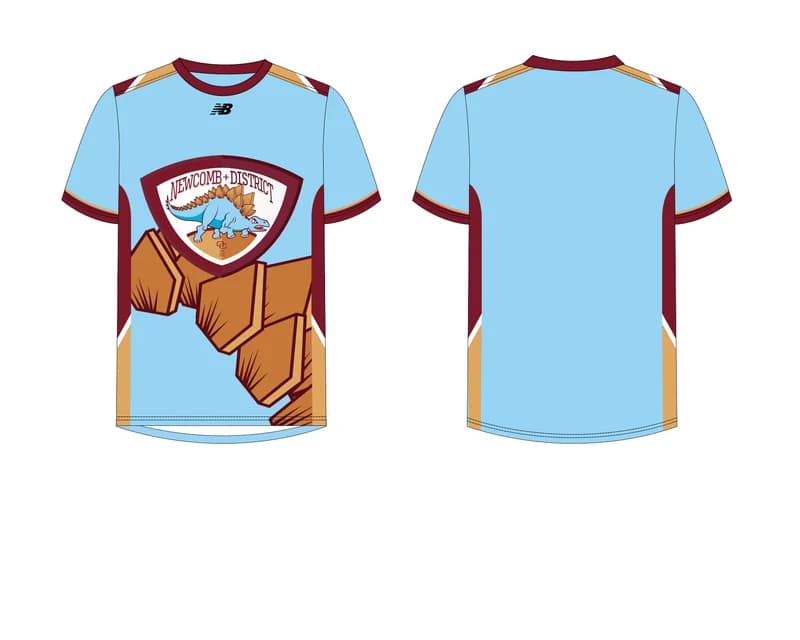 Front and back views of the NDCC maroon training tee shirt.